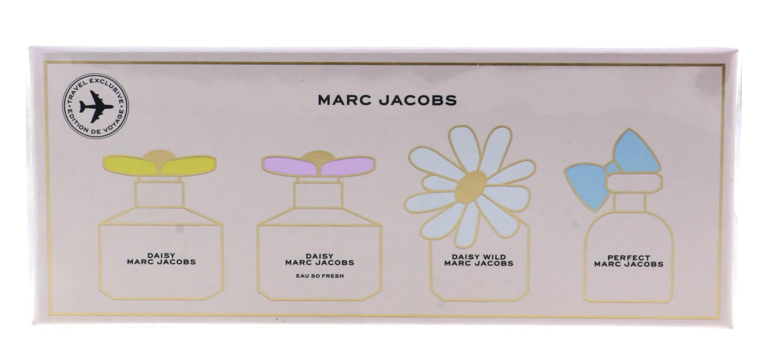 Marc Jacobs Mini Set de Regalo de Fragancia para Mujer, Colección de 4 Piezas (3 x 4ml + 1 x 5ml) – Juego de Perfume de Tamaño de Viaje con Minis de EAU de Parfum y EAU de Toilette