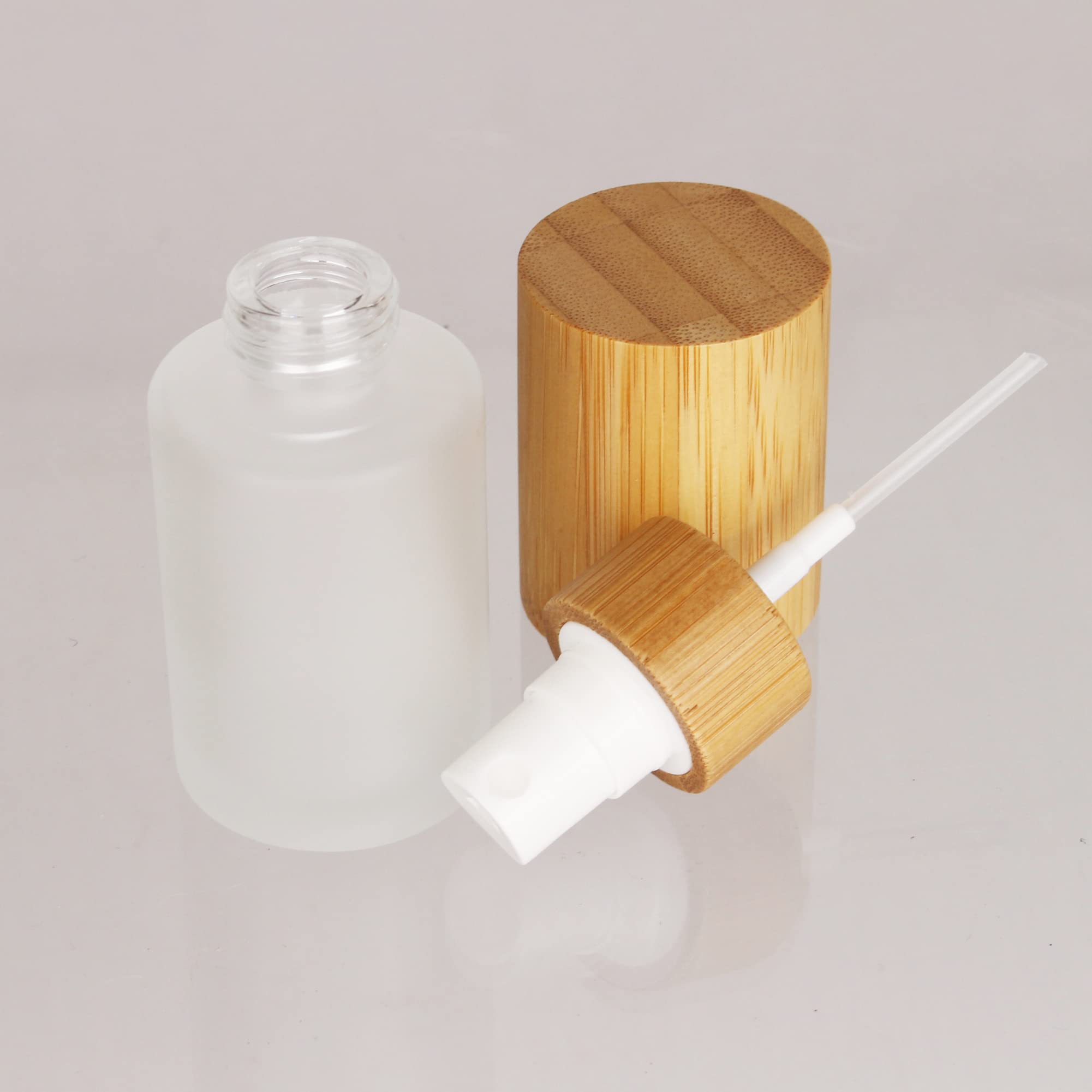 COSIDEA 6 flaconi vuoti da 30 ml in bambù con coperchio in vetro smerigliato spray con testa fine per profumi liquidi, articoli da toeletta toner