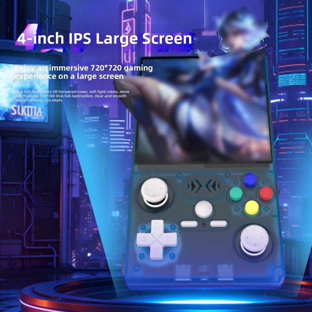 4 Zoll HD WiFi Handheld Konsole Tragbar(Blue) | 4-Zoll-HD-Bildschirm, kompakt 14,8cm, WiFi-fähig, Multiplayer-Support, robustes ABS-Gehäuse