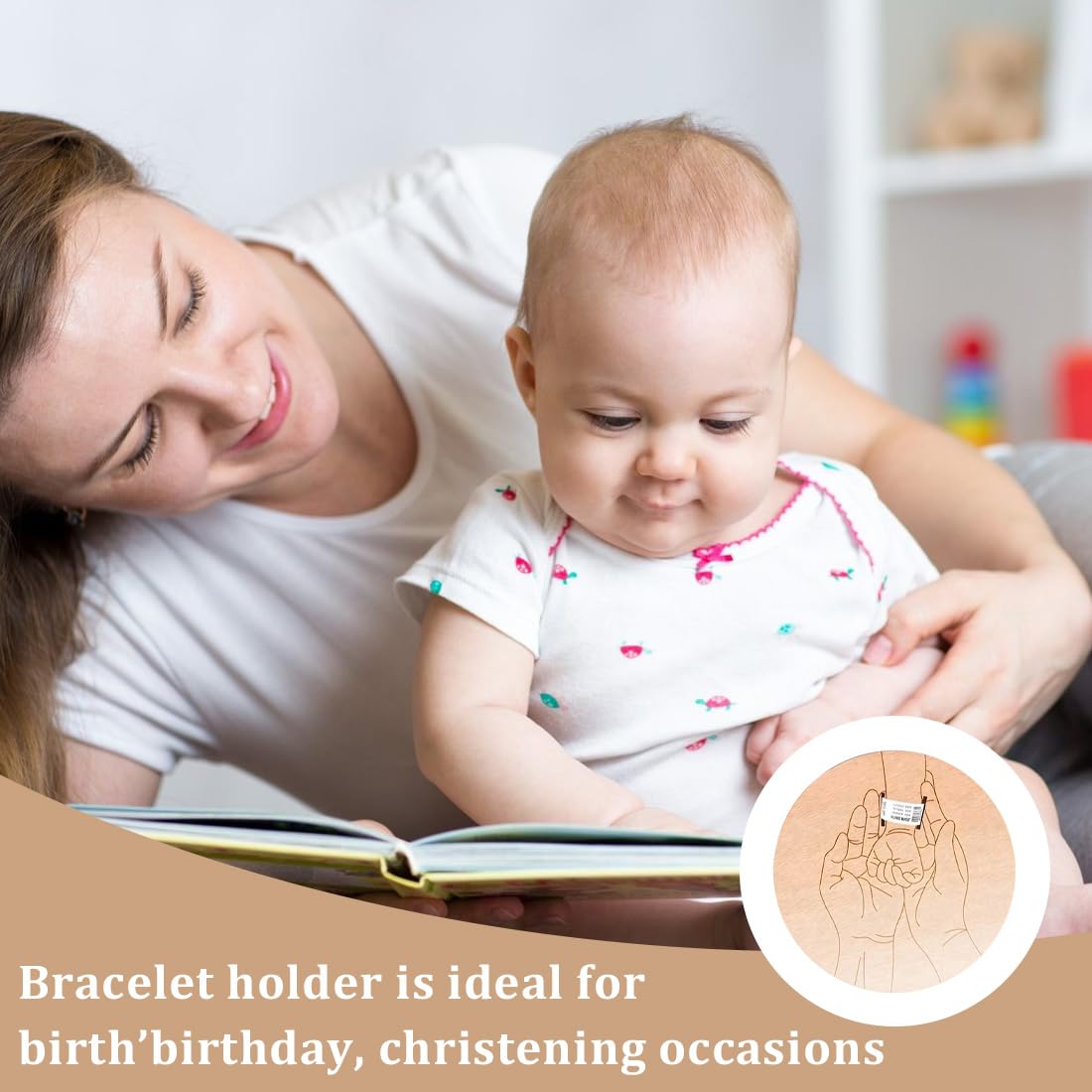 Support bracelet de naissance bois-Carte en bois pour bracelet de naissance personnalisé-Souvenir bracelet de naissance gravé en bois