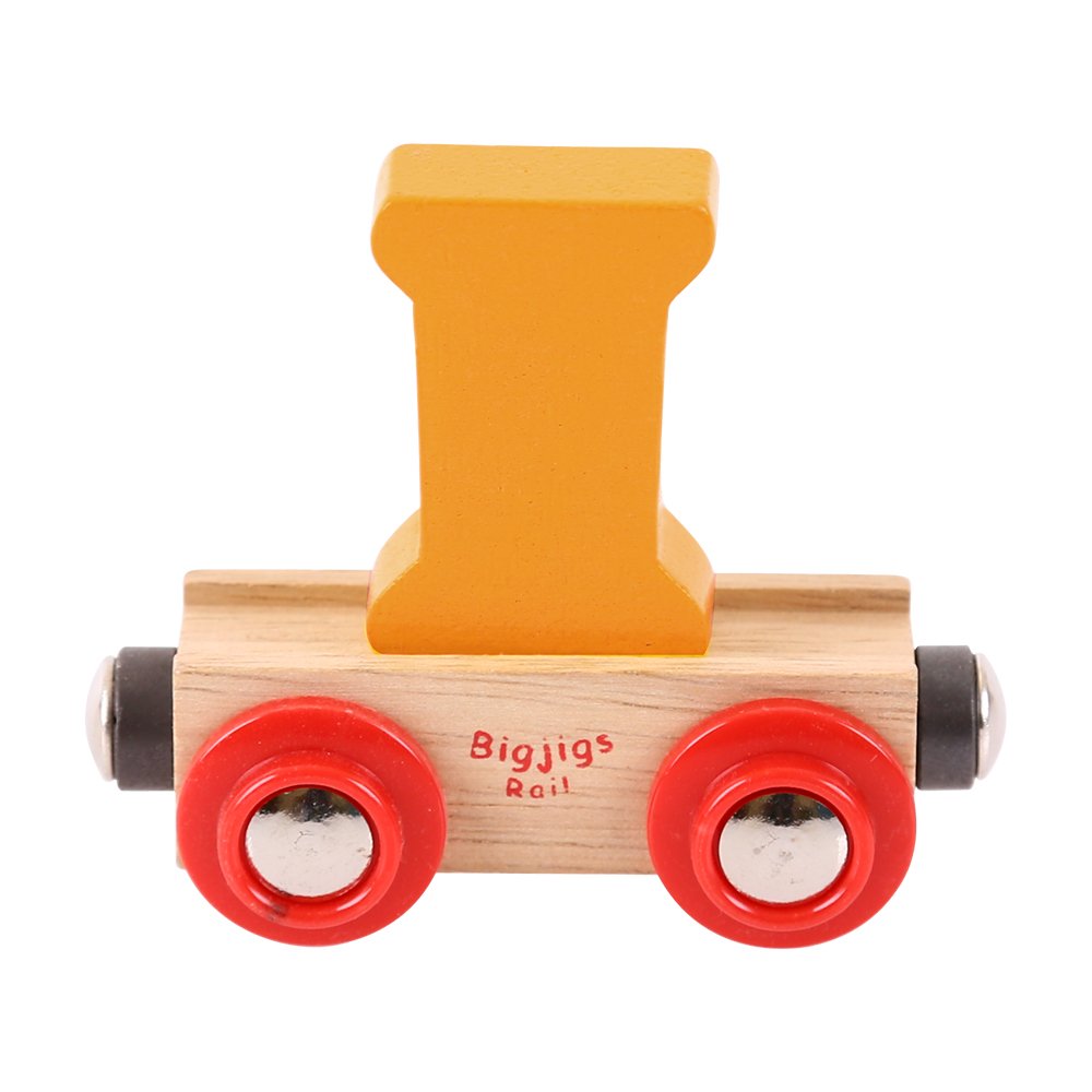 Bigjigs Rail Name Letter I, Orange Personalised Wooden Railway Carriage — image 1