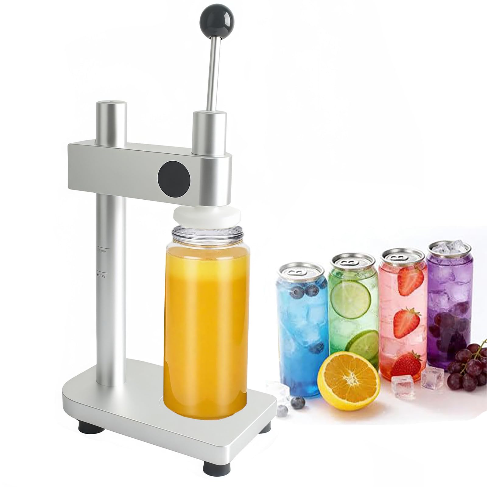 Sunbgrpye Silver Manual Can Sealing Machine, Aluminum Alloy Cup Sealer, Height Adjustable, For Cans With A Diameter Of 55Mm, For Sealing Fruit Juices, Coffee, Sodas, Other Beverages