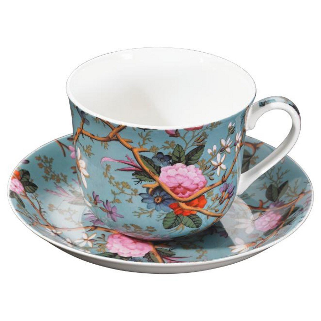 Maxwell & Williams WK05300 filiżanka ze spodkiem 480 ml, Kilburn Bone China kolorowa porcelana, pudełko na prezent, Victorian Garden