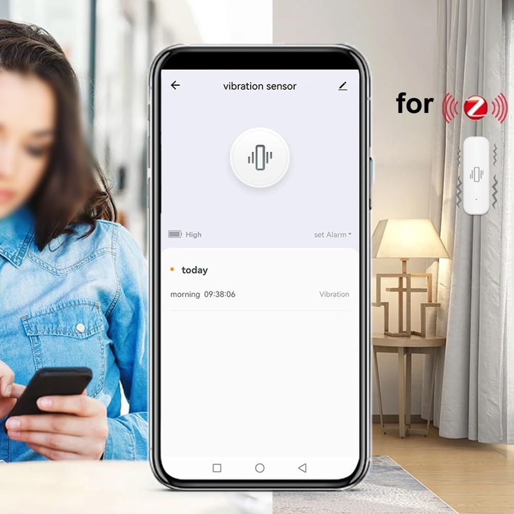 für Intelligenter Vibrationssensor WiFi-Vibrationssensor für Zigbee-Vibrationssensor für Tuya Smart Vibrationssensor WIFI Echtzeitalarm für Home Office Sicherheitsschutz (2 Stück)
