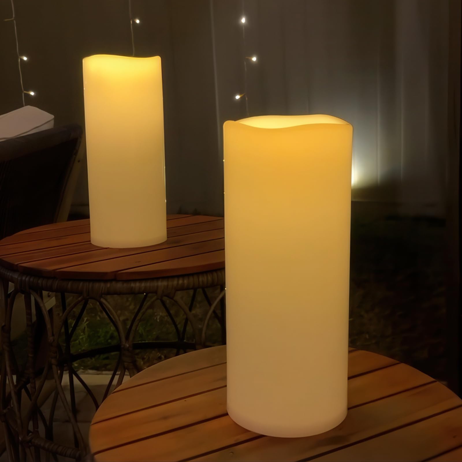 NURADA Velas grandes sin llama para exteriores de 12 x 5 pulgadas, vela parpadeante LED impermeable, funciona con pilas, con control remoto y temporizador para decoración de faroles de patio, porche,