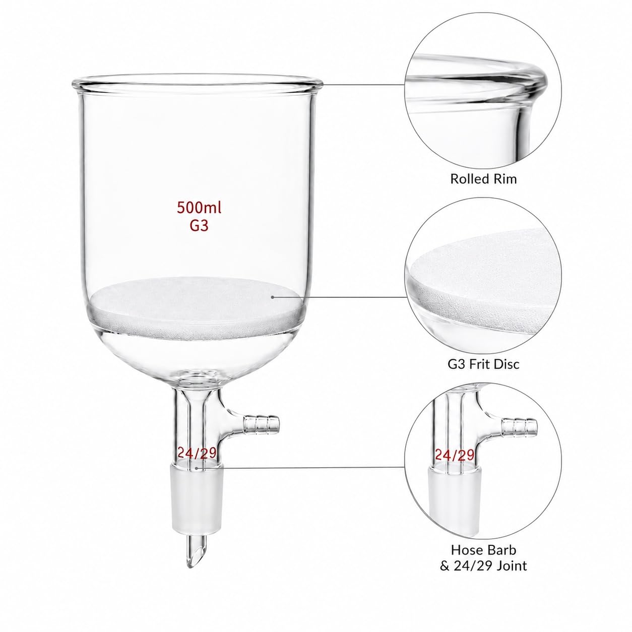 Lejek G3 Dysk Szkło Borokrzemowe Filtr Próżniowy Lab Adapter Szlif-3000ml/40
