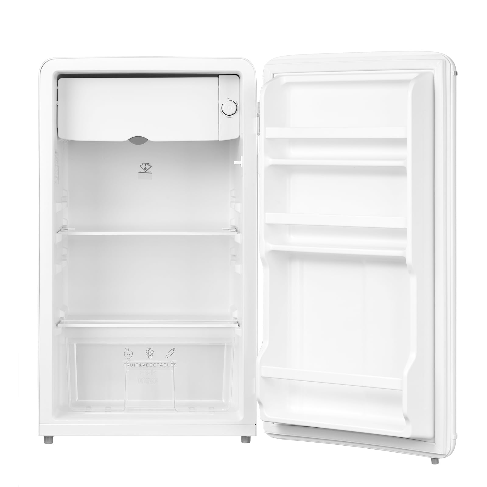 COMFEE' RCD93WH2EURT(E) Frigorifero piccolo 93 litri, Design retrò, Mini frigo da tavolo, Termostato regolabile, Silenzioso, Adatto per casa, ufficio e hotel, Bianco