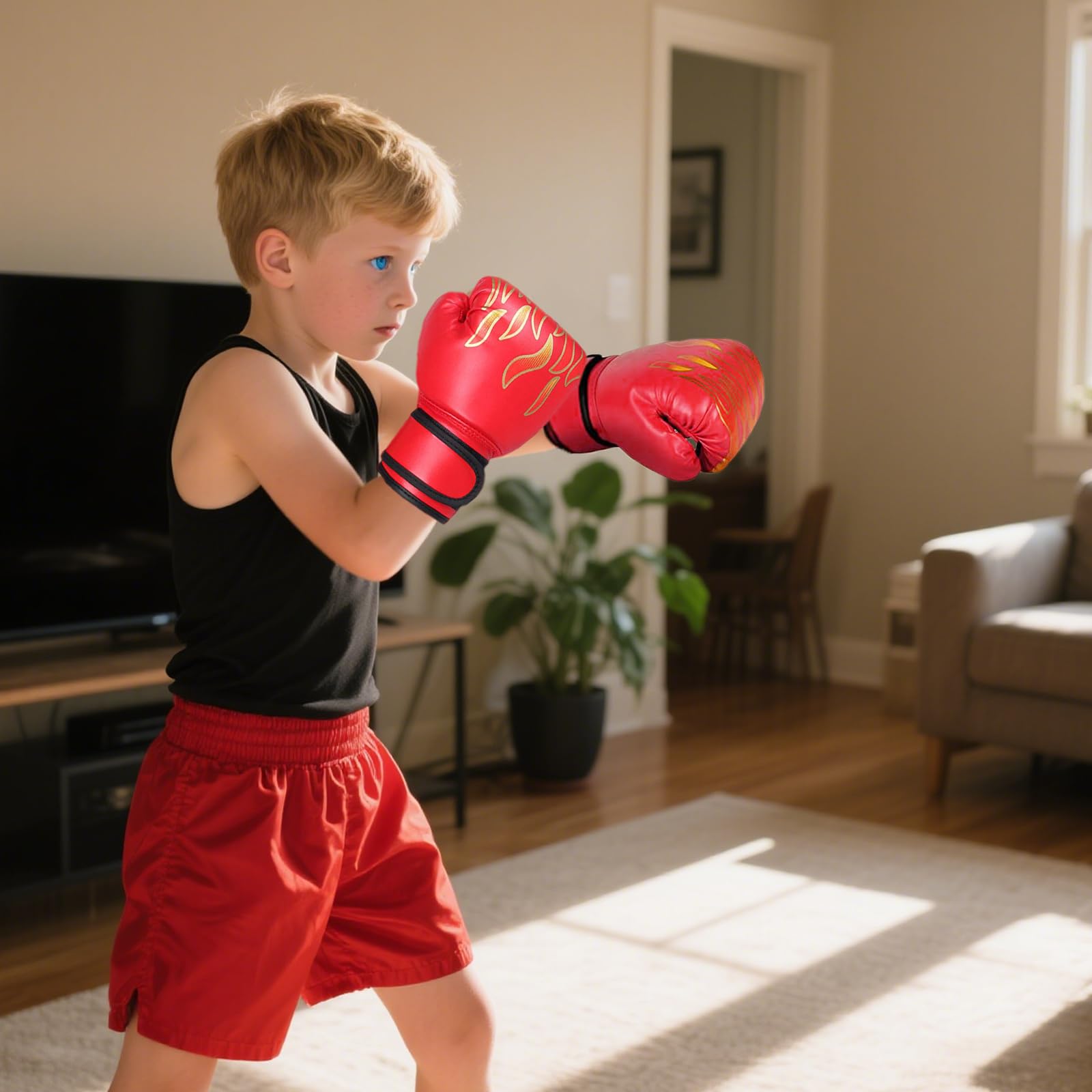 Guantoni da boxe bambini 6OZ con chiusura regolabile - Set professionale per allenamento kickboxing, Muay Thai e MMA, ideale per ragazzi e ragazze 3-10 anni
