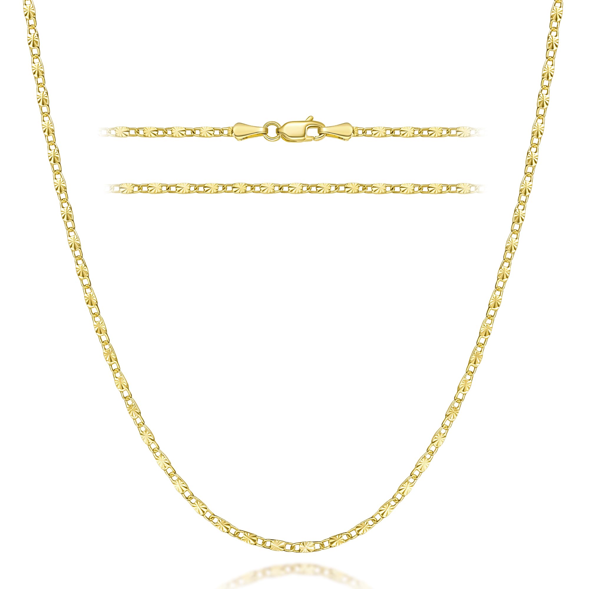 1.8mm 14K Gold Plated Chain for Women Gold Plated Necklaces for Women Golden Plated Necklace for Mens Chain Necklace Timeless Anchor Design of Mariner
