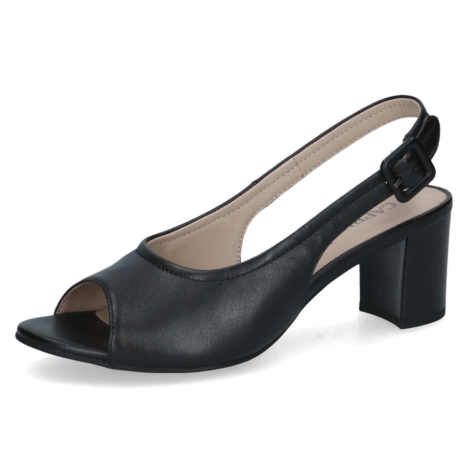 Caprice women's heeled sandal in leather, Black (BLACK NAPPA), 5.5 UK