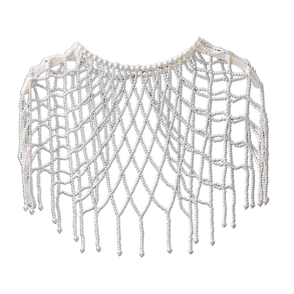 vsilay Pearl Shawl Hanfu Shoulder Wrap Pearl cloak Hanfu Jewelry Bolero Bridal Cloak Pearls Wedding Pearl Beads Cape pearl cloak