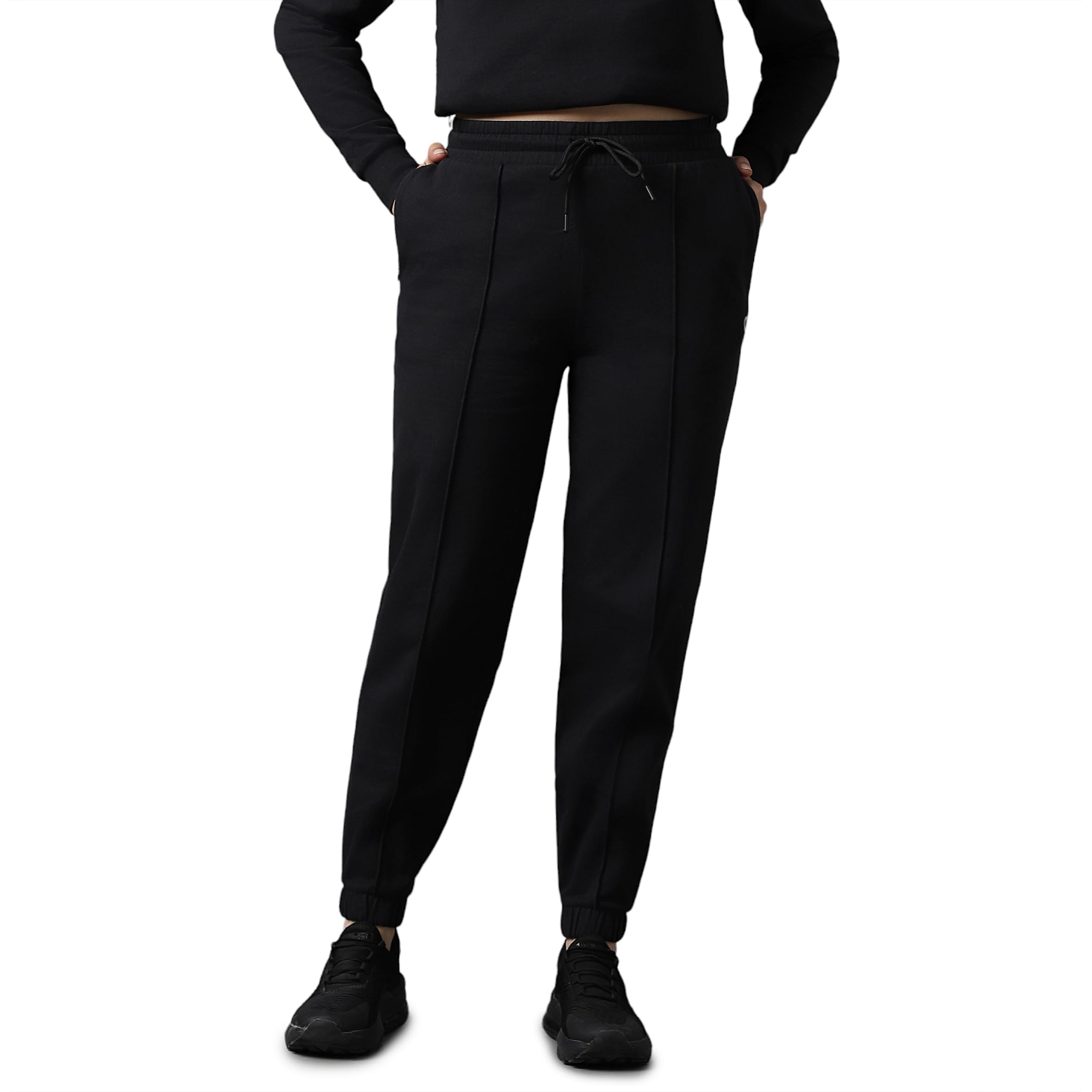 Amante Solid Mid Rise Essential Fleece Joggers-image-9
