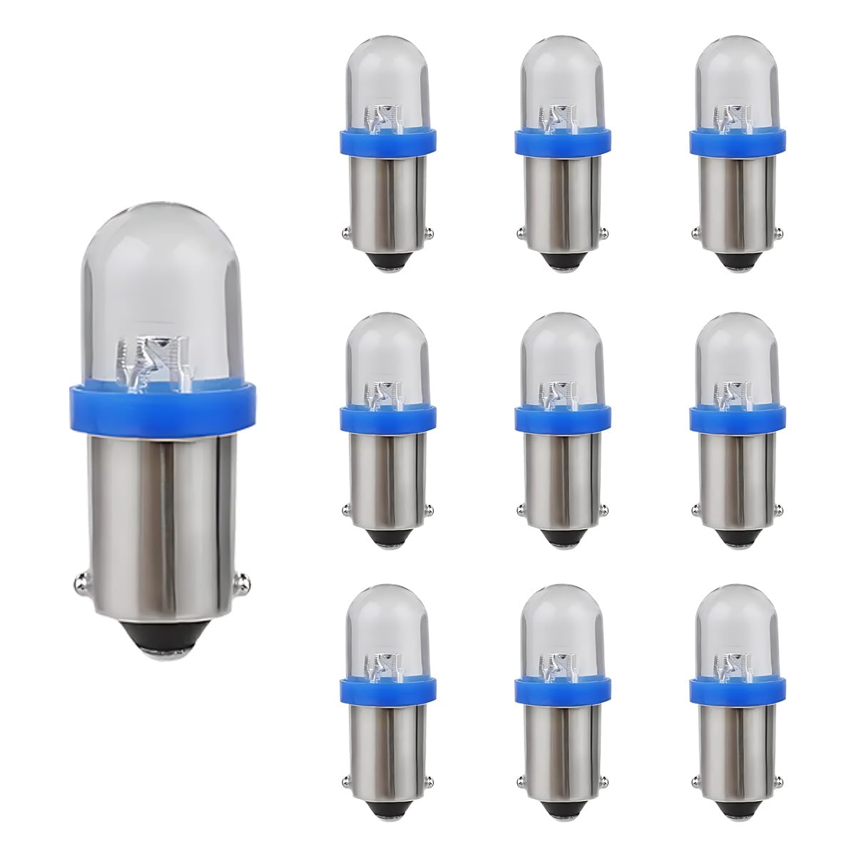 10PCS BA9S LED Car Light Bulbs, BA9 1895 1891 57 53 3893 47830 64111 No Error LED Bulb, 12V 3030-SMD 6000K Super Bright Car Interior Bulb for License Plate, Glove Box, Map Dome Light (Blue)