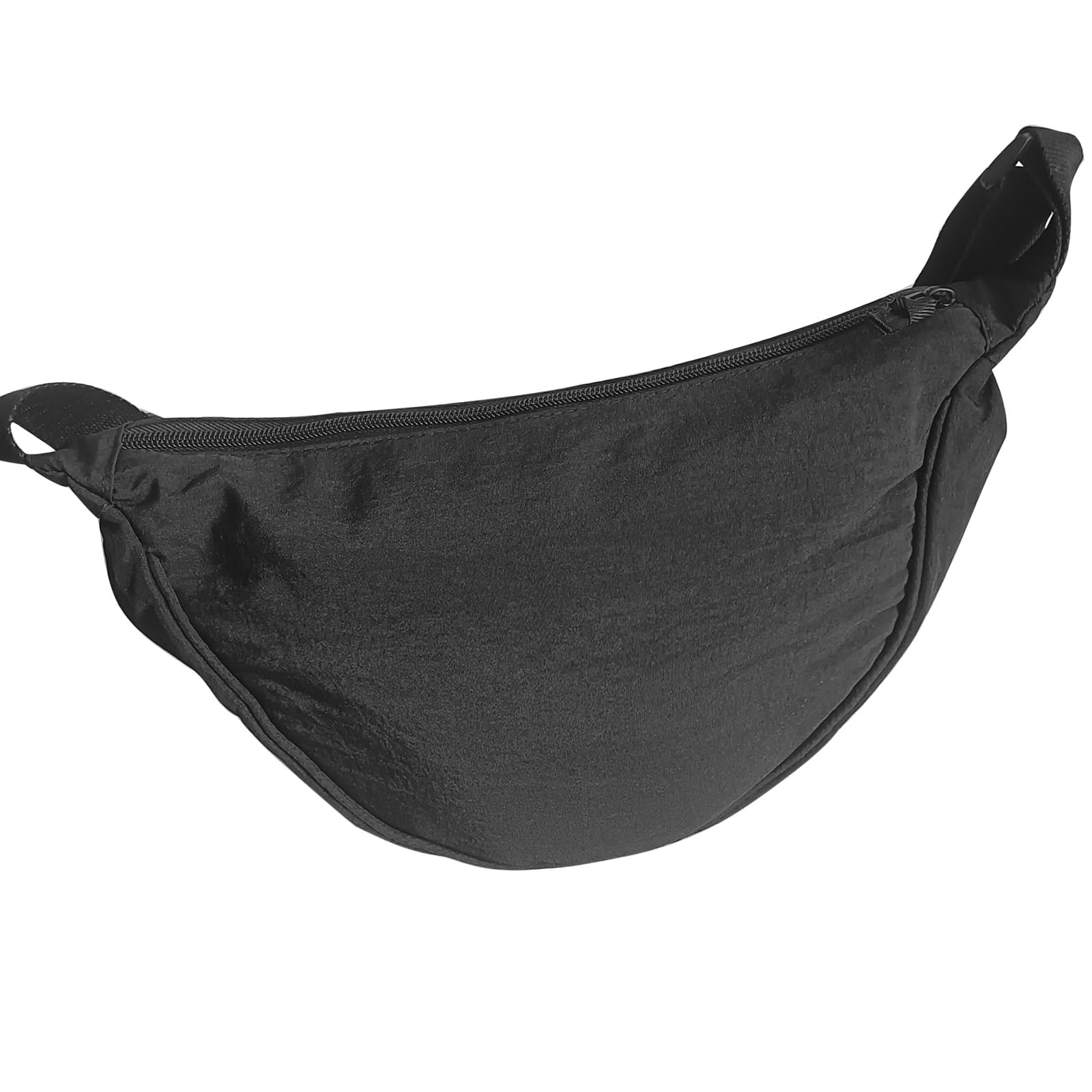 Crescent Bag for Women Men Small Nylon Crossbody Lightweight Shoulder Purse Travel Waist Bag Black
