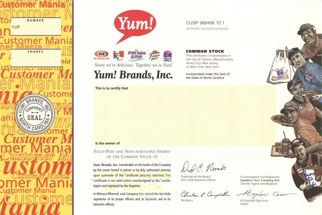 Amazon.com: Yum! Brands, Inc. - 2004 dated Specimen Stock