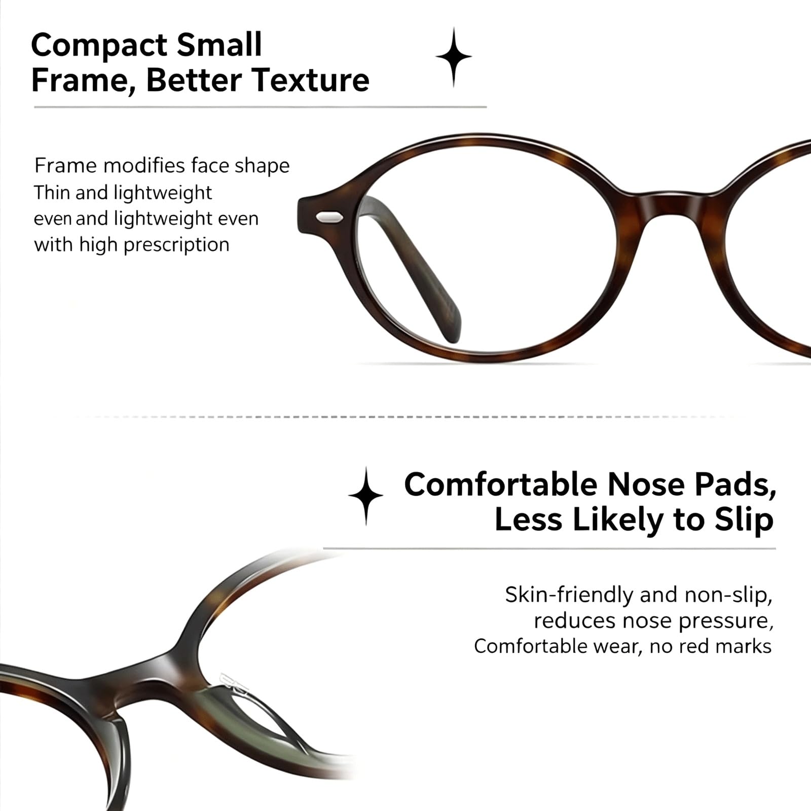 Montature for Occhiali ovali Occhiali in Acetato for Computer Occhiali da Vista Senza prescrizione con Bordo Intero Ultraleggero Elegante Decorazione Leopardata(Tortoiseshell)
