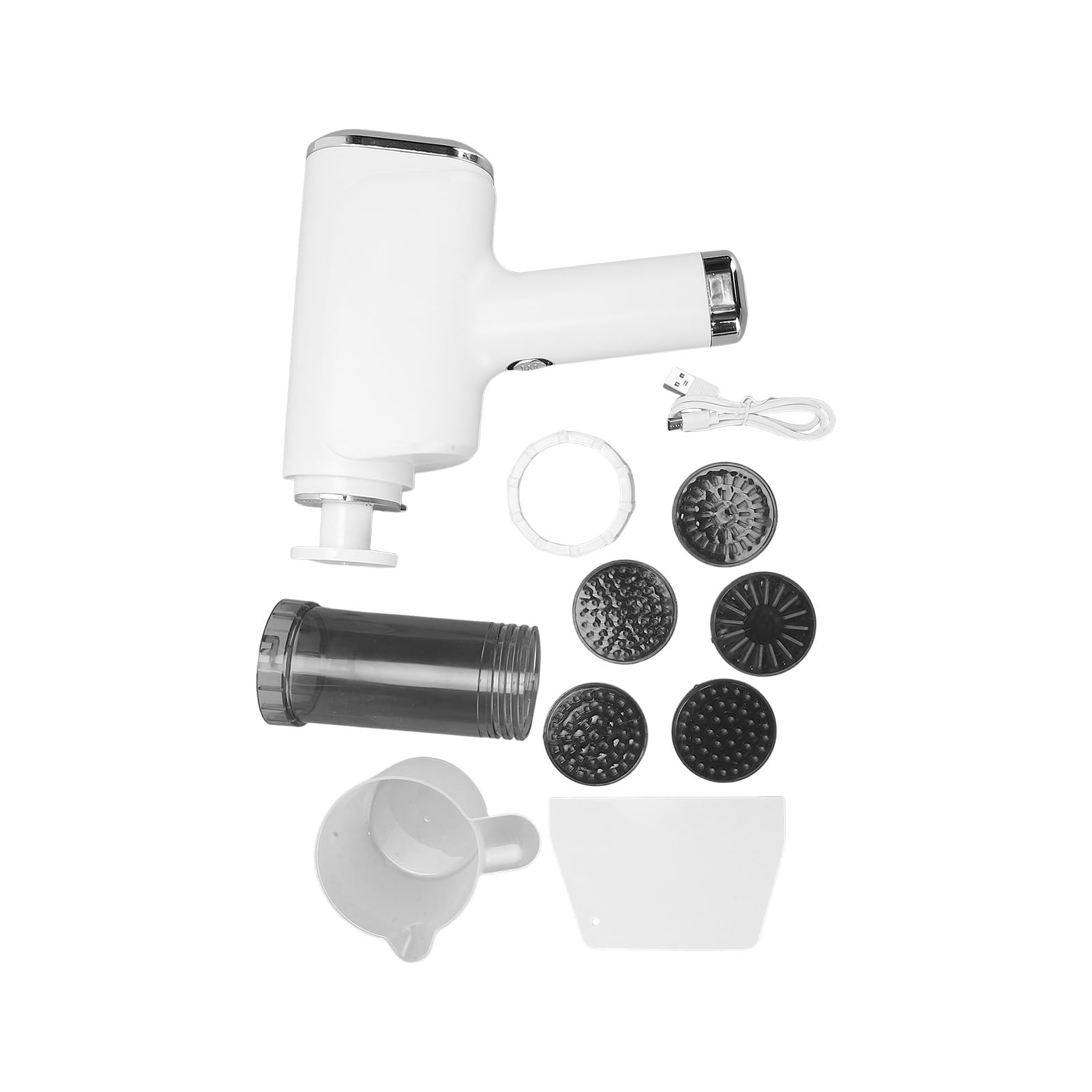 Topiky Máquina para Hacer Pasta Eléctrica, Máquina de Fideos de Mano con 5 Formas de Pasta, para Hacer Fideos Eléctrica Portátil Recargable de Acero Inoxidable, Automática para Cocina Casera, (WHITE)