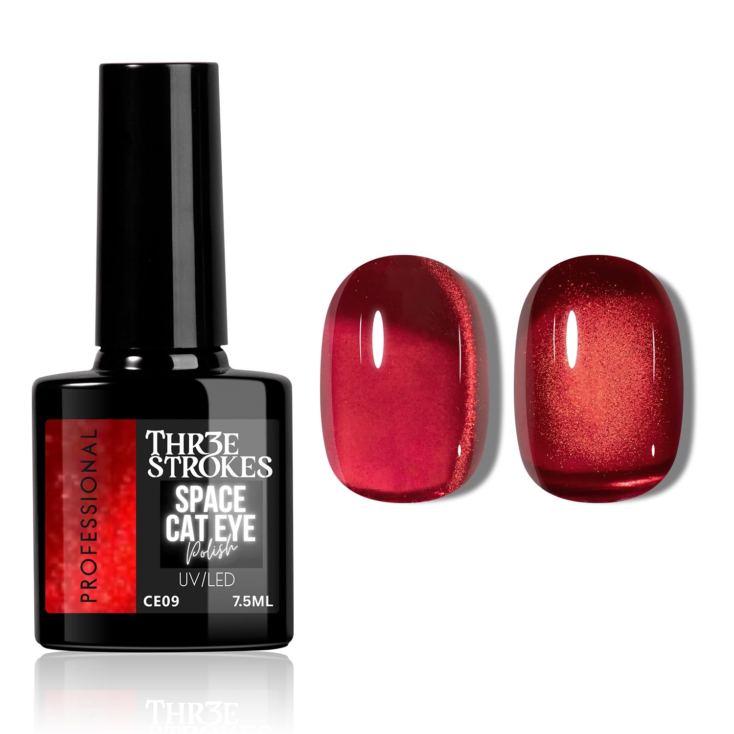 THR3E STROKES 9D Glitter Cat Eye Gelpolish Magnetic Nail Polish Gelpolish Art Manicure DIY at Home Soak Off UV Gel 7.5ML (CE9, 7.5ML)