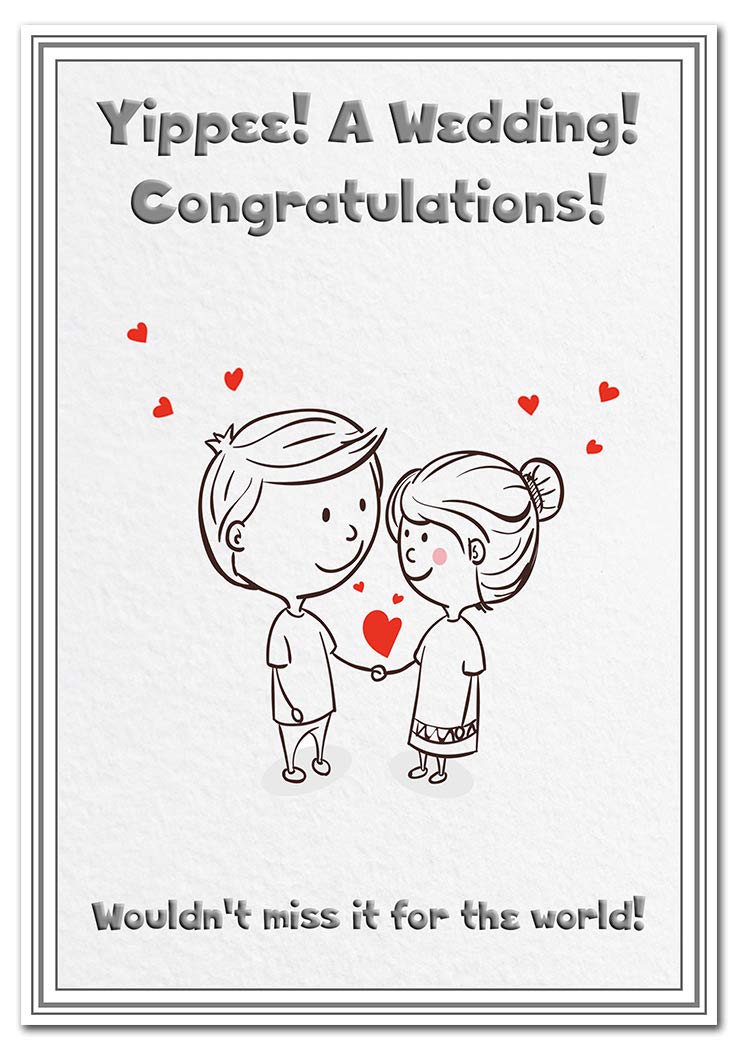 Wedding Acceptance Card - Response to Wedding Invitation - Reply Invite RSVP - Blank Inside to Write own Message - Quality - Unusual Greeting - Cartoon Couple in Love Theme
