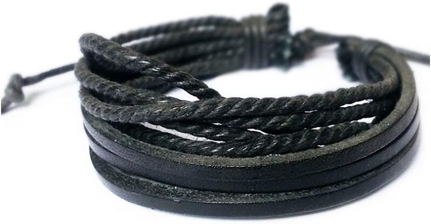 Pulsera de joyería de moda, pulsera de cuerda trenzada de cuero multicapa, pulseras y brazaletes for hombres y mujeres
