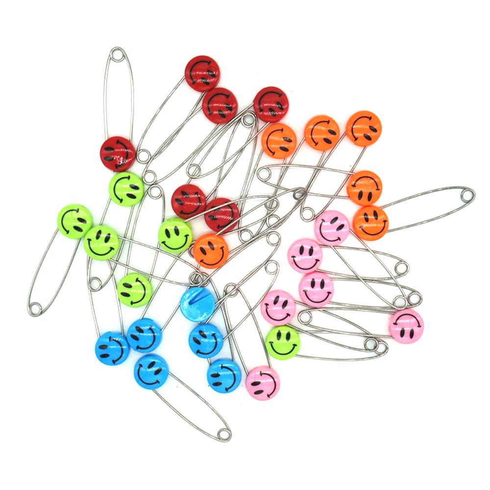 Cute Baby Safety Pins - Safety Locking Baby Cloth Diaper Nappy Pins Plastic Head Stainless Steel Diaper Pins Safety Hold Clip Locking Cloth Pins (Colorful, 30pcs)