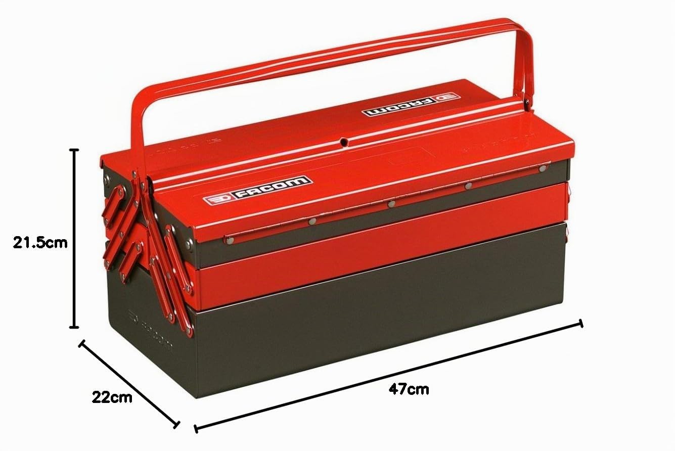 Facom BT.11A Boîte à Outils avec 5 Compartiments 47 cm Rouge/Noir | Boîte à outils métallique - 5 compartiments - Facom