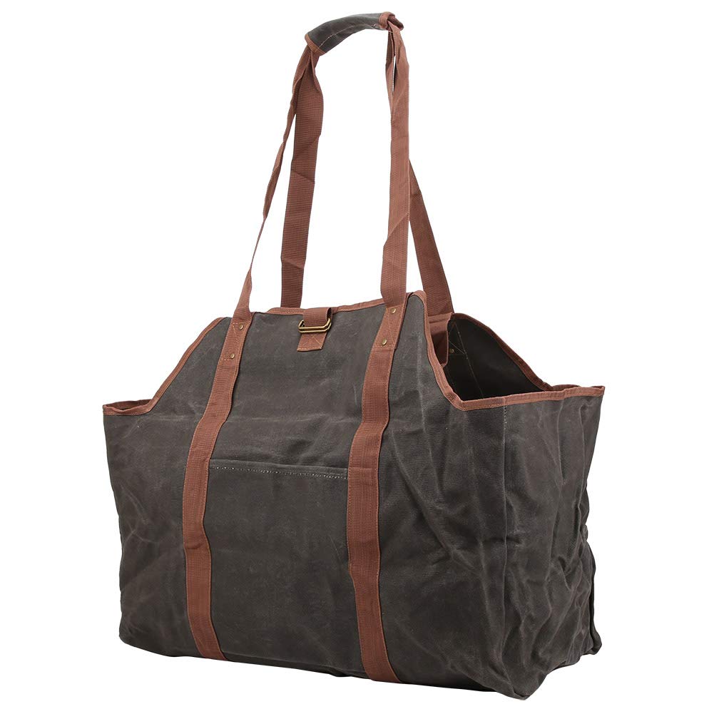 Porta Tronchi in Tela Cerata Impermeabile ad Alta capacità, Borsa per Legna da ardere per Camino, Barbecue e Campeggio, Sacca Pieghevole per Tronchi di Legna con Design Semi-Chiuso
