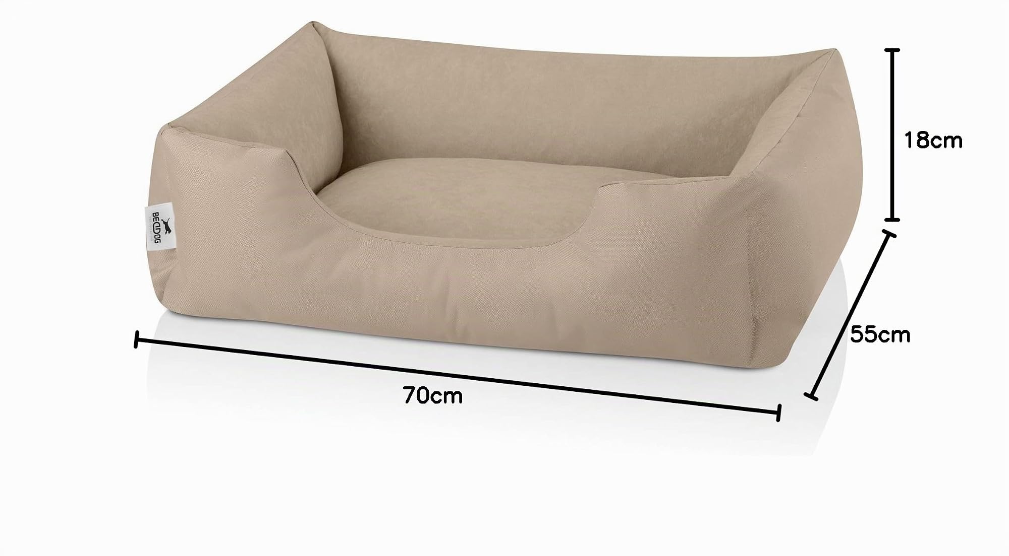 BedDog Lit pour Chien Zara Panier Coussin avec Housse Amovible Lavable | en velours microfibre et Cordura avec rebord surélevé et dessous antidérapant pour intérieur et extérieur