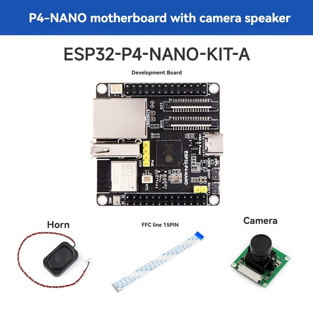 Scheda di Sviluppo ESP32-P4-NANO +Cam+Altoparlante+Kit FFC Dual-Core RISC-V WiFi6 Bluetooth5/BLE Porta Ethernet RJ45 100M