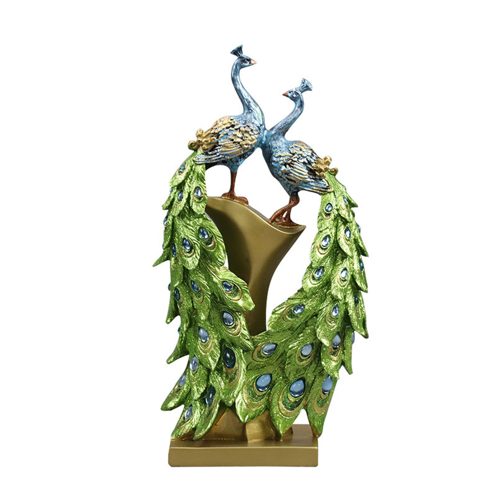 Uqezagpa Adornos de pavo real, figura de resina europea, adorno de pantalla abierta Shui, C, 20*10*37CM