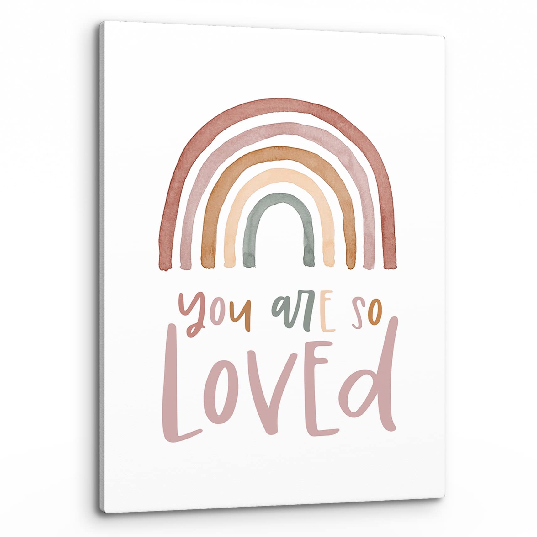 PHAMTE Inspirational Quote You Are So Loved Wall Art,Boho Rainbow Neutral Colors Print Framed Canvas Painting Artwork Home Teens Girls Boys Bedroom
