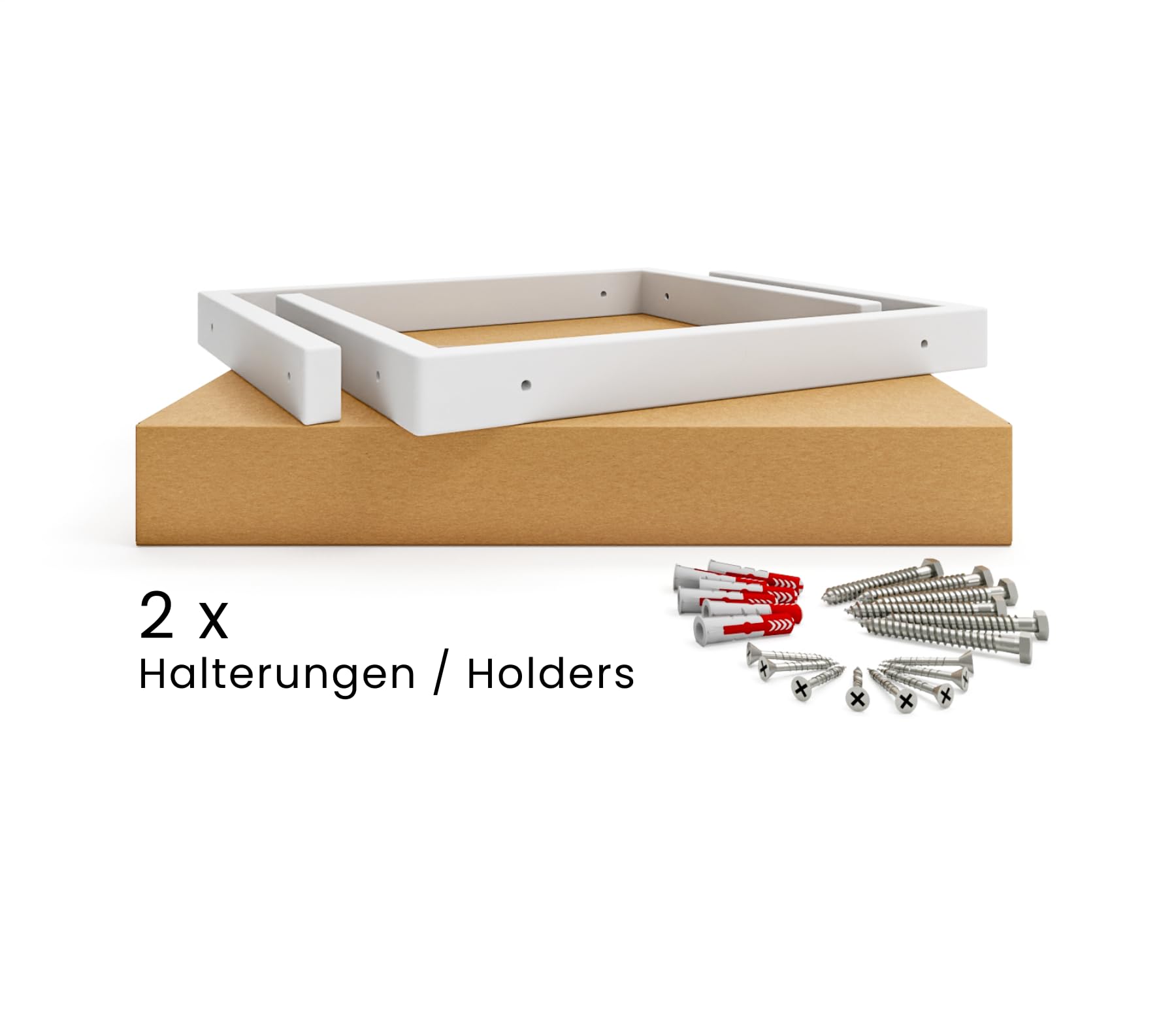 HEVVA Montura doble para lavabo 20/25/30/35/40/45 cm | LAHN | Montura de lavabo sobre encimera, soporte de carga pesada, consola de pared, placa de lavabo de montaje inferior | (Set de 2 - Blanco, 35