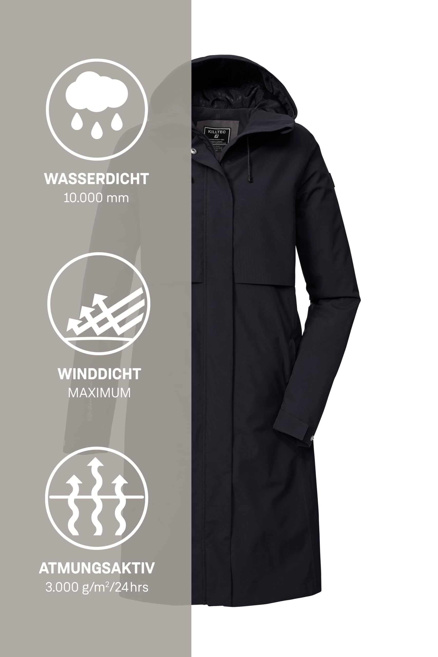 Killtec Damen Kos 46 Wmn Prk Funktionsparka/Parka wasserdicht mit Kapuze