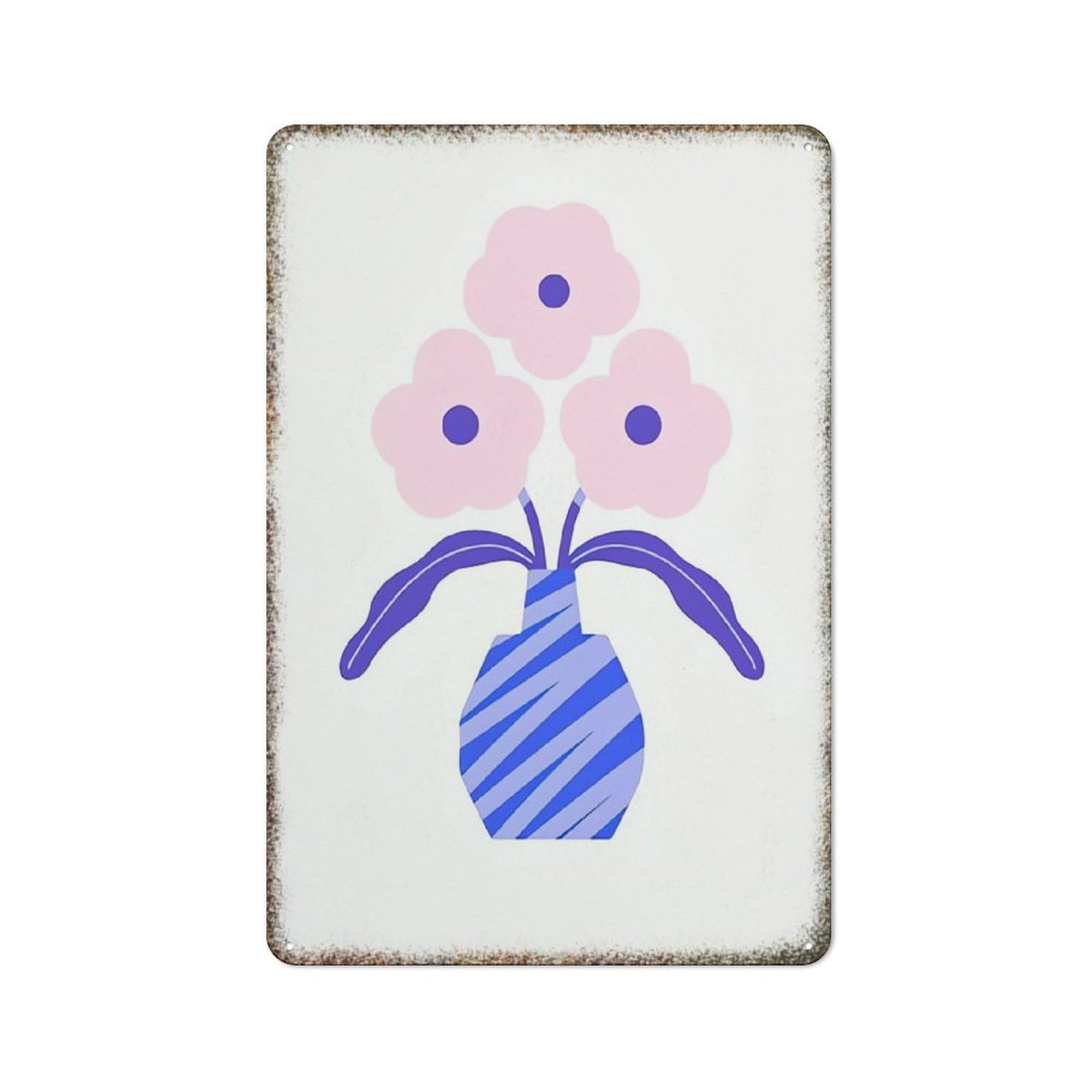 Colorful Hand Drawn Flower Girly Dorm Retro Embossed Wall Decor Sign 8x12 inch