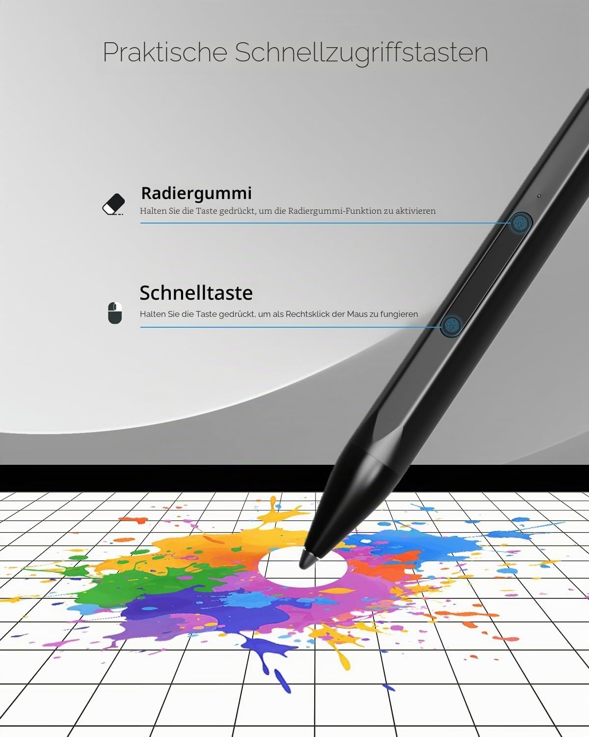 Stylus Stift für HP Envy X360/X2, Pavilion X360, Spectre X360/X2, wiederaufladbarer MPP 2.0 Tilt Active Pen mit 4096 Druckempfindlichkeit, Handflächenerkennung, magnetischer Befestigung, schwarz