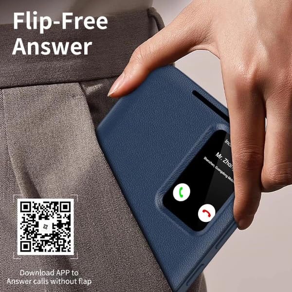 Image of Smart View Wallet Case for Samsung Galaxy S25 Ultra - Premium PU Leather Flip Cover with Mini Display Window, Internal Card Slot. (Blue, Samsung Galaxy S24 Ultra)