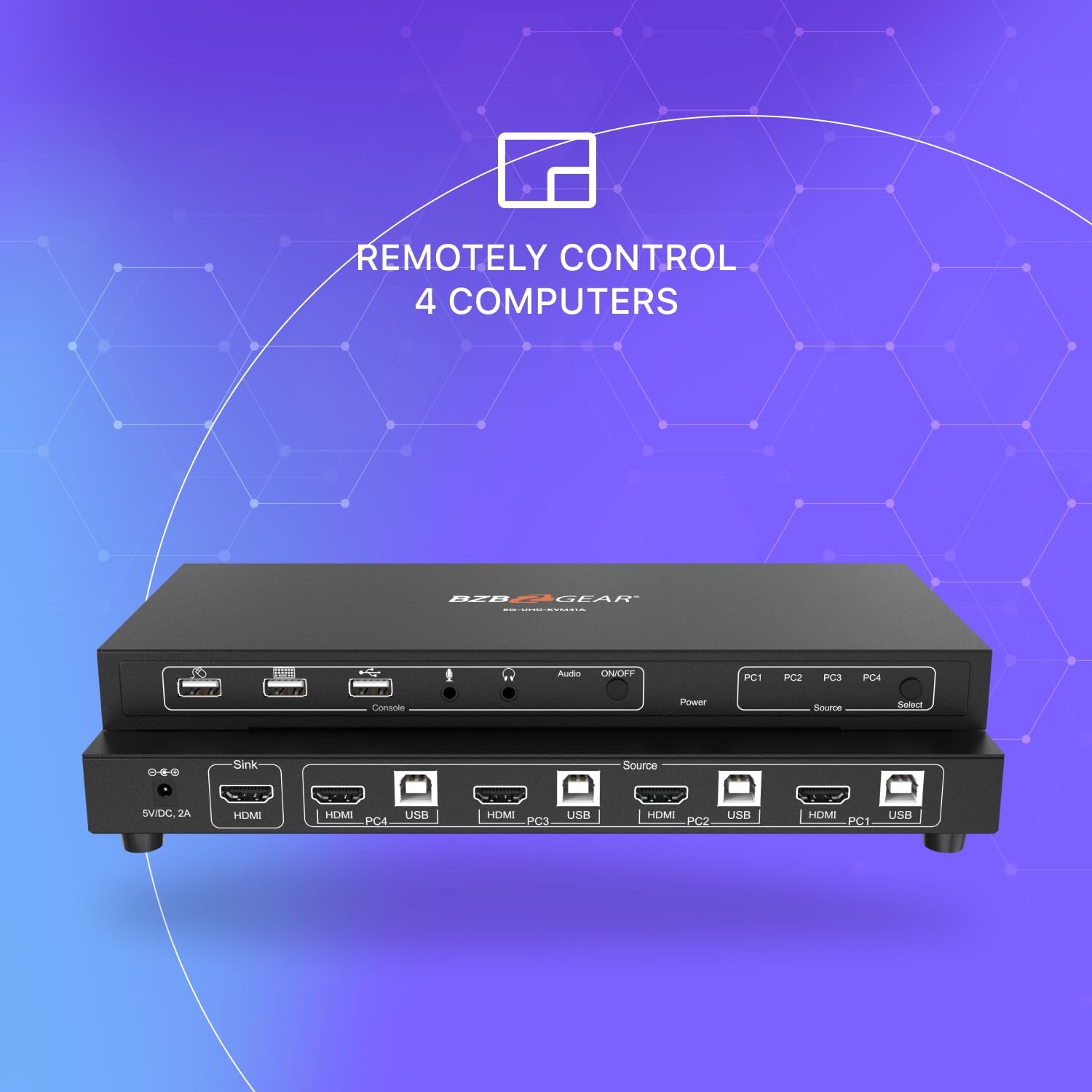 Amazon.com: BZBGEAR 4x1 4K UHD KVM Switcher with USB 2.0 Ports for