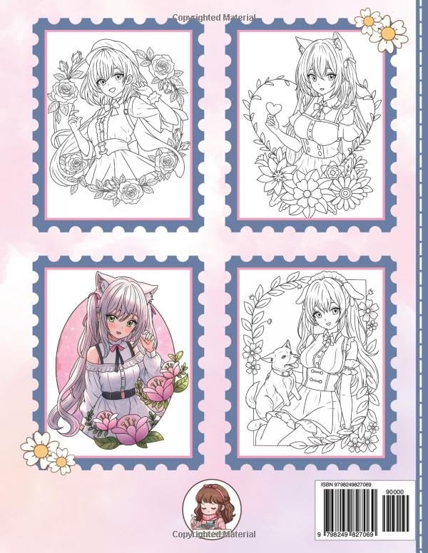 Blooming Girls: Coloring Book for Adults and Teens – Hand-Drawn Floral Portraits, Easy-to-Color Designs for Stress Relief, Relaxation, Mindfulness and Creative Therapy (Anime Manga Style) image 3