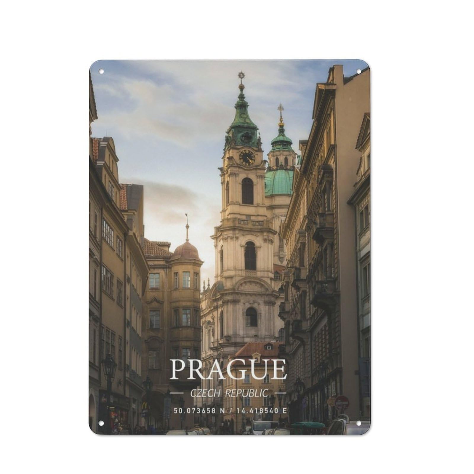 Junmoney Prague Vintage Metal Sign 40X30cm For Guest Room Or Hallway, Suited To Guest Room Decorators