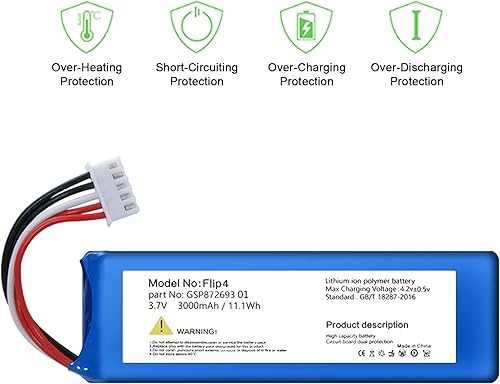 Miniatura 2 de WUHAO Batería de repuesto GSP872693 01 (Flip4) para JBL FLIP 4 Batería de altavoz Bluetooth portátil con cinta adhesiva Kit de reparación