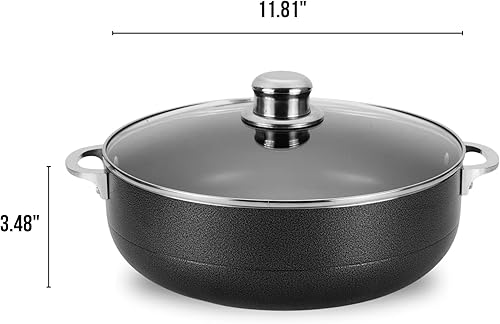 Miniatura 7 de Alpine Cuisine Caldero antiadherente de 7 cuartos de galón con tapa de vidrio  Horno holandés de aluminio multiusos para estofar - Hervir - Guisado