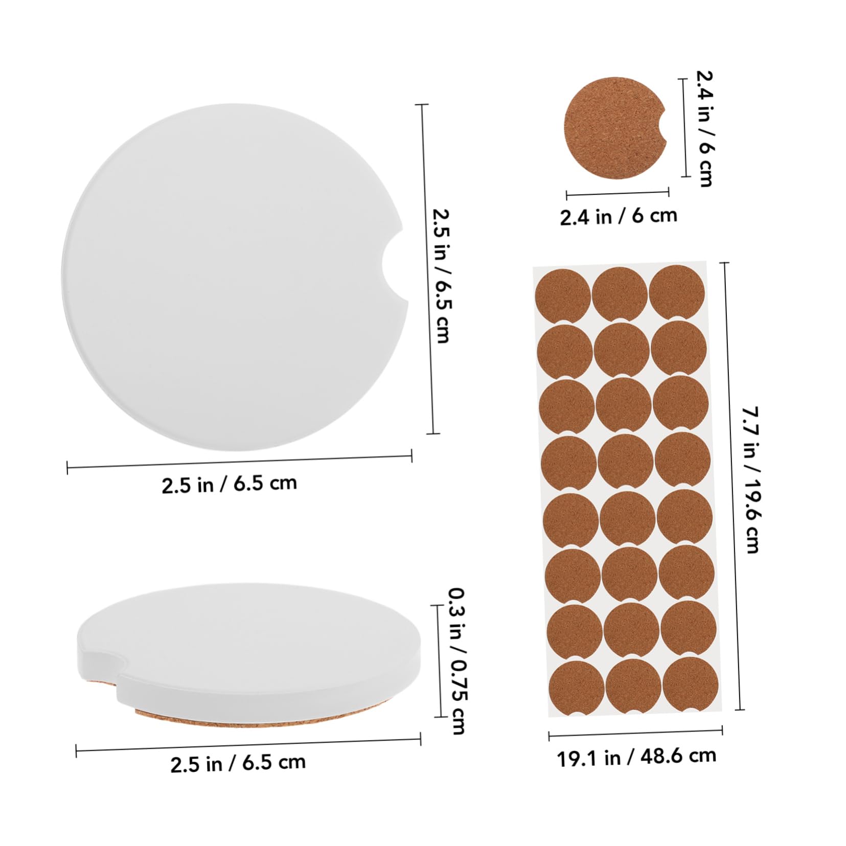 PRETYZOOM 24pcs Car Cup Blank Sublimation Crafts for Vehicle Cup Holders Easy to Clean for Friends Absorbent Round Design