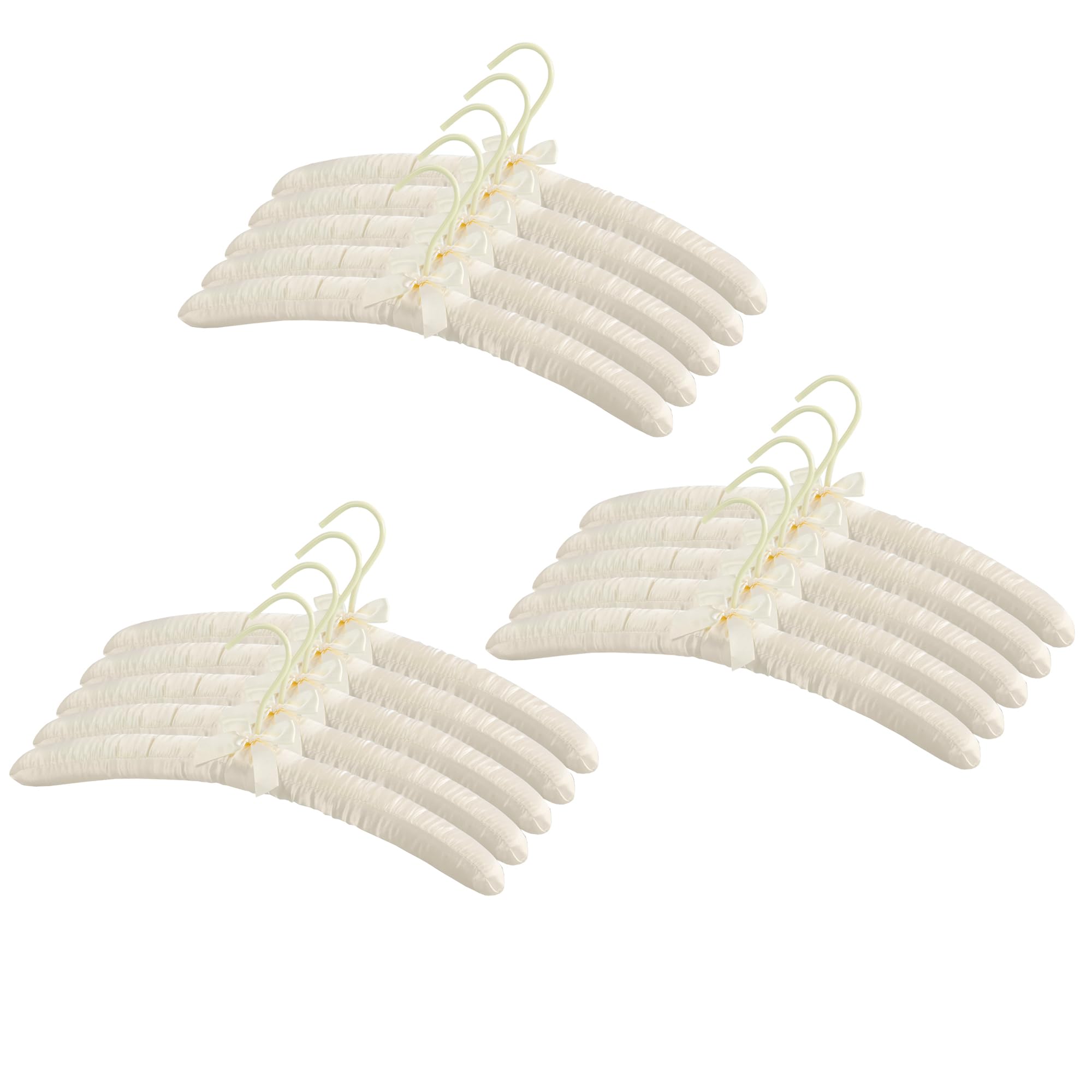 JS Home Satin Padded Hangers 20 Pack, Luxury Clothes Hangers for Silk, Satin, Cashmere, Sweaters, Dresses and Delicate Garments, Non Slip Closet Organization Ivory White