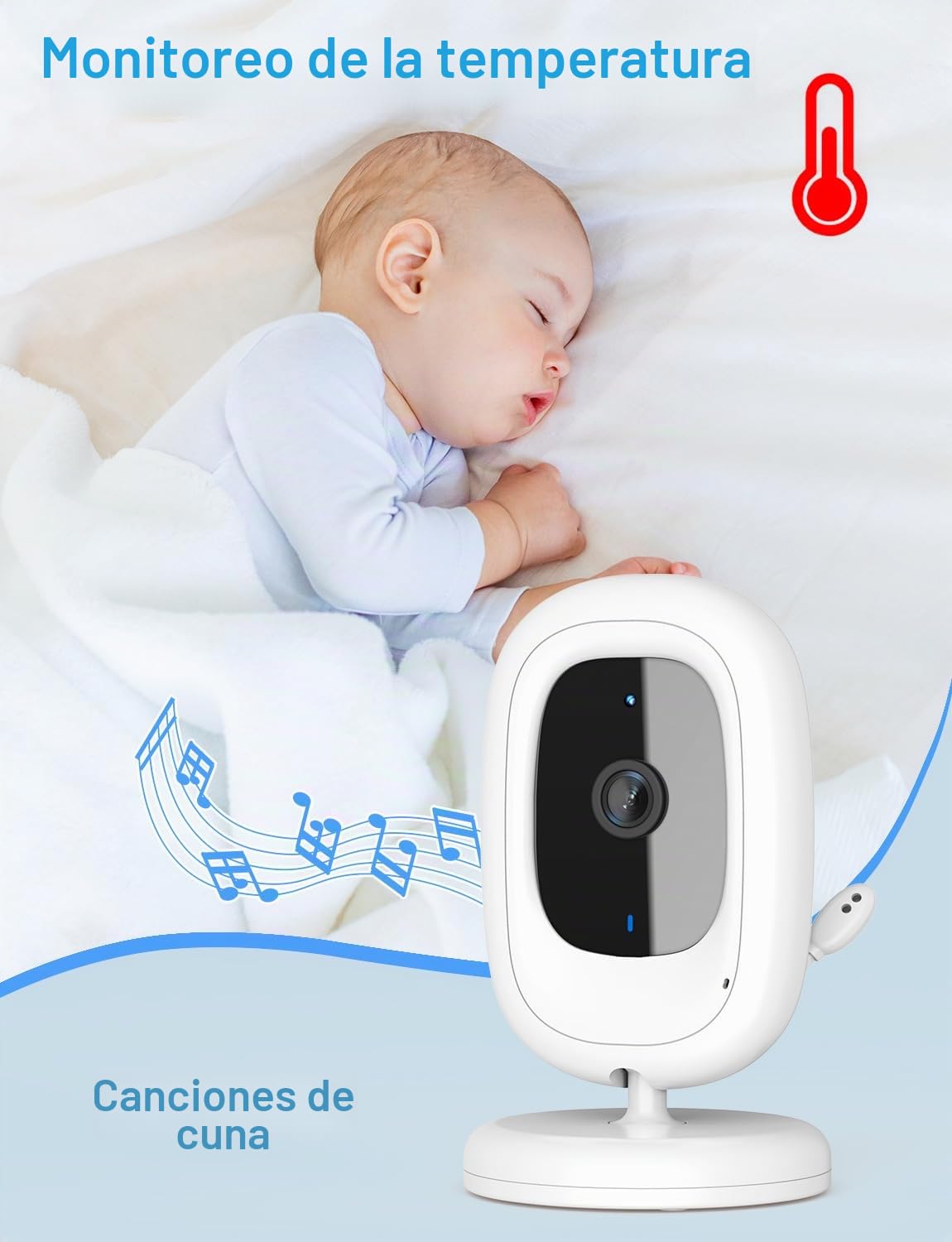 TakTark Camara Vigilancia Bebe, 2.8 Pulgadas 720P HD 750mAh Vigilabebes con Camara con Pantalla IPS,Visión Nocturna,Comunicación Bidireccional,VOX,Control de Temperatura,Nanas,sin WiFi sin App
