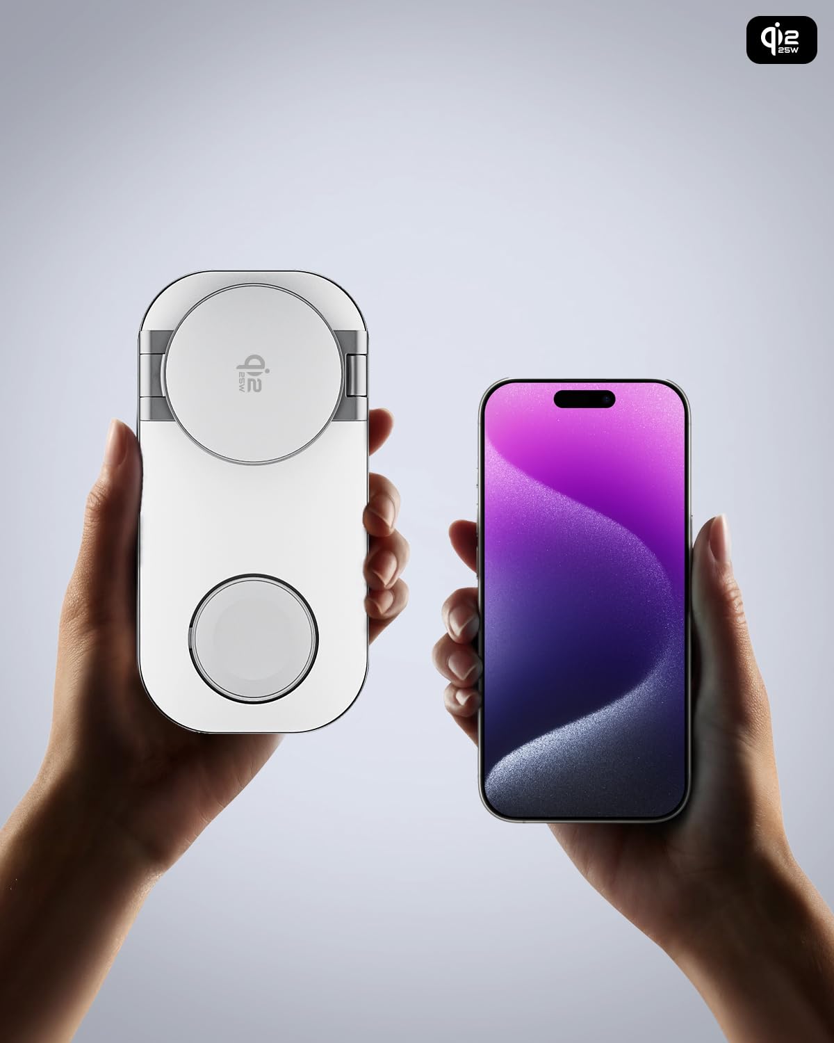 Qi2 25W Estación de Carga 3 en 1 para Apple, Soporte Plegable de Carga Rápida Magnética Compatible con mag-Safe para iPhone 17e/17/16/15/14/13/12/Air, Apple Watch y AirPods Pro/4/3/2-Blanco