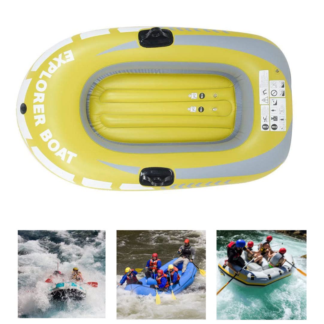 Aufblasbares Boot Schlauchboot-Set Verdickte Ruderboote Für Kinder EIN-Personen-PVC-schlauchboot Zum Bootfahren, Angeln Oder Spielen Auf Seen, Flüssen, Gelb