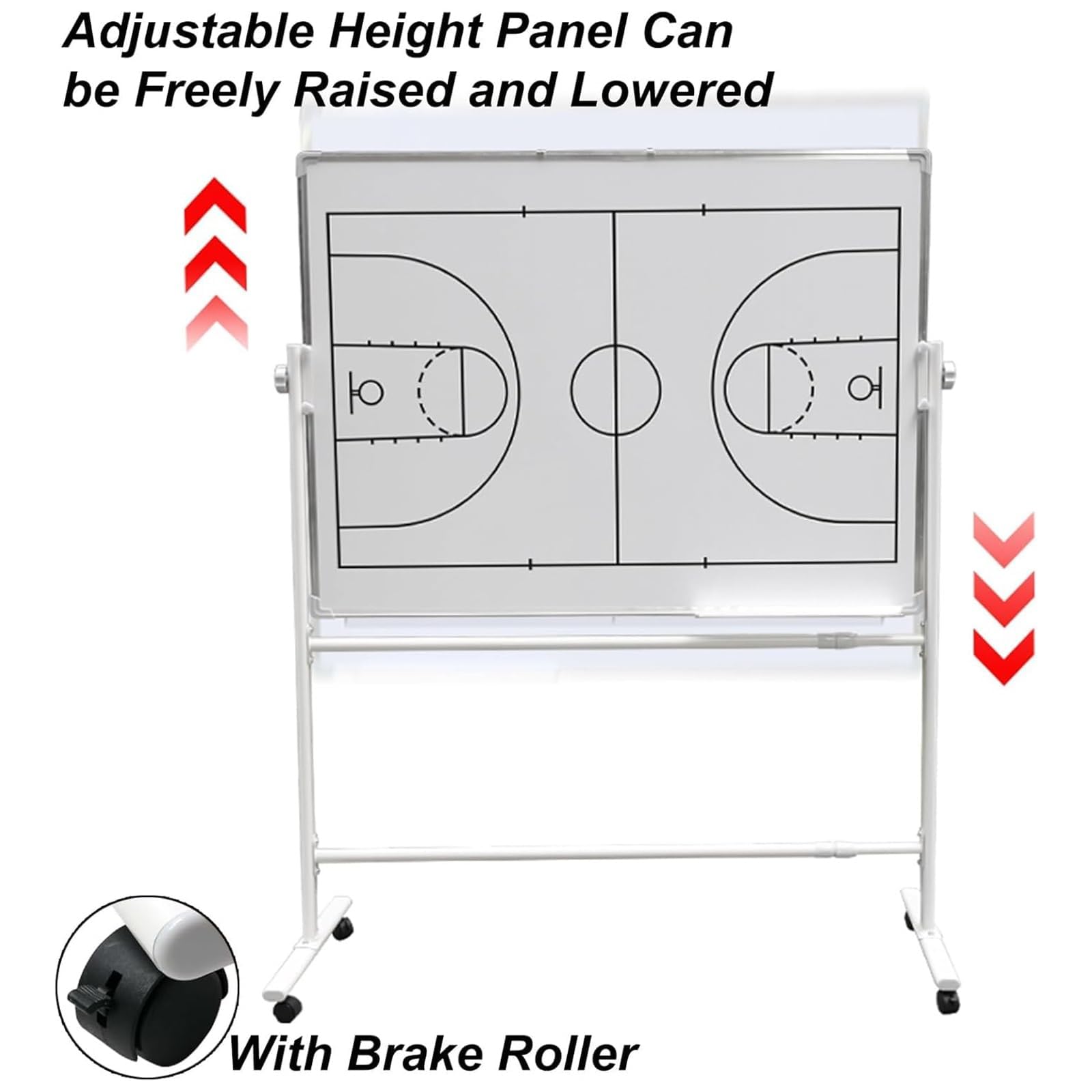 Doppelseitiges Klemmbrett mit Rädern, Radiergummi und Markern, trocken abwischbares Whiteboard, einziehbares Coaching-Board für Spielanalyse, taktische Strategieaufnahme, Fußball