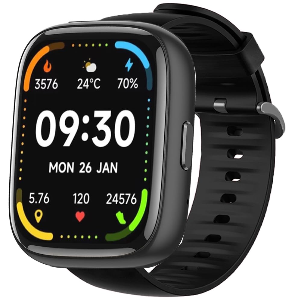 IDW17, IDW21, IDW23, IDW25, IDW26 Smart Watch Bands, Silicone Replacement Soft Band Wristbands Straps with Stainless Steel Buckle Compatible for Faweio IDW26 1.83 Inches Smart Watch, IDW26 1.83 Inches, TOOBUR IDW17, IDW23, KEEPONFIT IDW21, WNH IDW25 Smart Watch (Black)