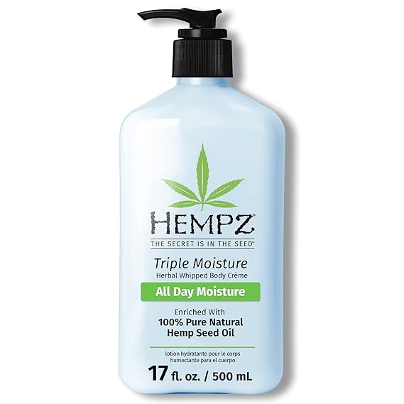 HEMPZ Triple Moisture Body Moisturizer, 17 Oz – Hydrating Lotion Rich with Minerals, Vitamin C, & Hempseed Oil to Nourish & Repair Extremely Dry or Sensitive Skin for Body