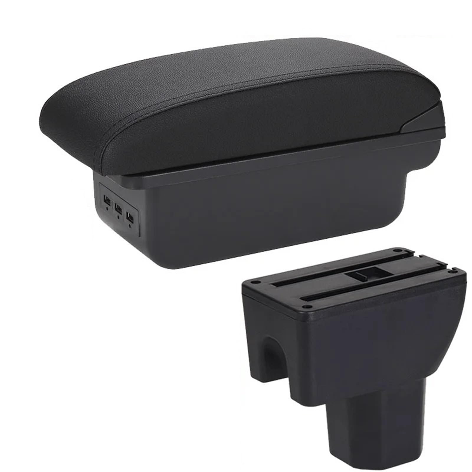 Hguvsjd Armrest Box For Suzuki For Ignis 2012 2013 2014 2015 2016 2017 2018 2019 Armrest Storage Box Retrofit Part Interior Accessorie Car Armrests(B Black line 3USB)
